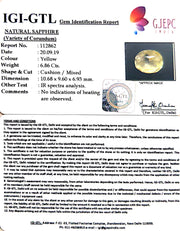 6.86/CT Natural Yellow Sapphire with Govt Lab Certificate-YELSA9U